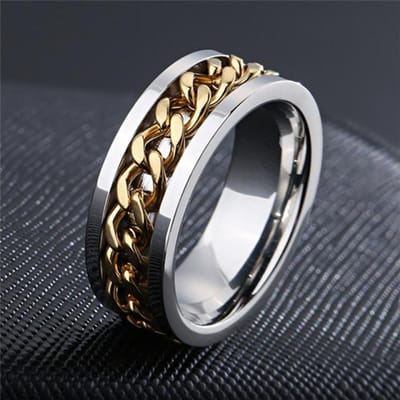 Nieuwe Cool Rvs Draaibare Paar Ring Hoge Kwaliteit Spinner Chain Draaibare Ringen voor Vrouwen Man Punk Sieraden Party Gift 8 white