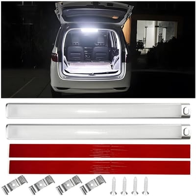 Dailygoods - LED auto interieur lichtstrip - 2 stuks - Kofferbaklichtstrip - Wit - Universeel - 168 kralen - Geschikt voor auto