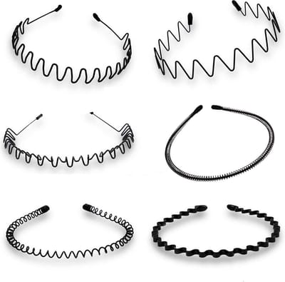 Metalen Haarbanden Set - 6 Stuks - Mannen & Vrouwen - Diadeem - Sporten - Lichtgewicht - Zwart