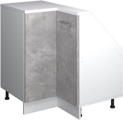 Keukenkast voor schuine wand met 1 deur Beton Hoekoplossing