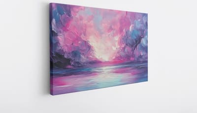 Saammp Canvas Schilderij - Landschap - Roze - Abstract - 40x30 - Foto op canvas - Wanddecoratie - Muurdecoratie Woonkamer - Kantoor Decoratie
