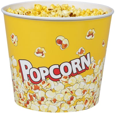 Urban Living Popcorn bak - geel print - kunststof - D14 - 2.2 liter - herbruikbaar