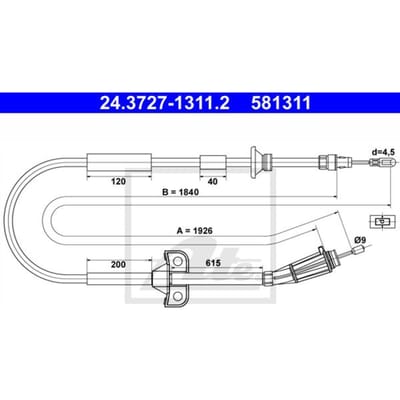 Kabel, parkeerrem ATE 24.3727-1311.2