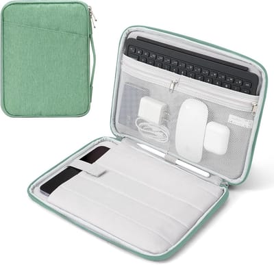 Tablethoes voor 9-11 inch iPad en Galaxy Tab A9 Plus - Beschermende tas met zakken, Groen, Geschikt voor A16, 10e generatie en Air 11/5e/4e generatie