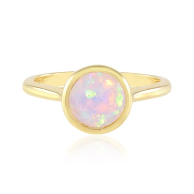 Cavill - Zilveren ring met Welo-opaal 0,792 ct - 925 Sterling zilver verguld - Elegant rondgeslepen opaal dames ring - Uniek sieraad