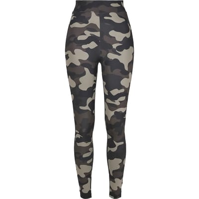 Urban Classics - High Waist Camo Tech Legging - 2XL - Zwart/Beige