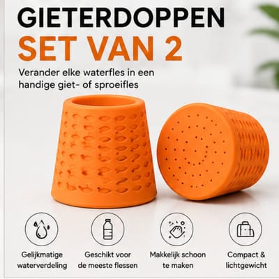 FA-VE Gieterdoppen voor Waterflessen – Set van 2 Oranje – Siliconen Waterverdeler – Draagbare Sproeidop – Geschikt voor Flessen