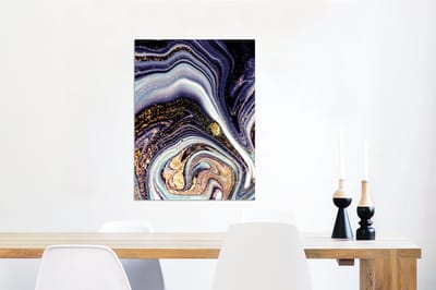 Wanddecoratie Metaal - Aluminium Schilderij Industrieel - Marmer - Paars - Luxe - Marmerlook - Glitter - 60x80 cm - Dibond - Foto op aluminium - Industriële muurdecoratie - Voor de woonkamer/slaapkamer