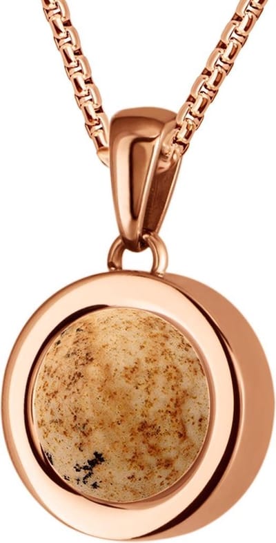 Quiges 12mm Mini Munt Hanger Rosékleurig RVS Glans met Zandsteen Munt en Box Ketting Ankerketting 42-46cm