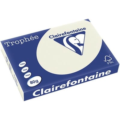 Clairefontaine Trophée Pastel Gekleurd Papier A3 | 80 g/m² | 500 Vellen | Parelgrijs | Premium Kopieer- en Printpapier