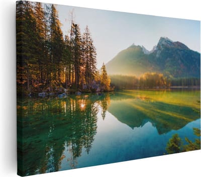 Artaza Canvas Schilderij Herfstbos - 30x20 cm - Klein - Wanddecoratie Bergen - Muurdecoratie Landschap - Schilderijen Op Canvas