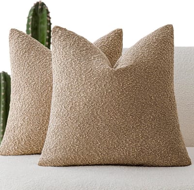 Set van 2 Decoratieve Kussenhoezen Bouclé Textuur 40x40 cm Taupe Kaki