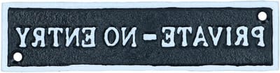 Privé Bord - Geen Toegang Teken - Bezoekers Weerhouden - Gegoten IJzer - 18 x 5 cm - Zwart