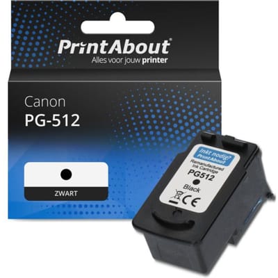 PrintAbout huismerk Inktcartridge PG-512 Zwart Hoge capaciteit Geschikt voor Canon
