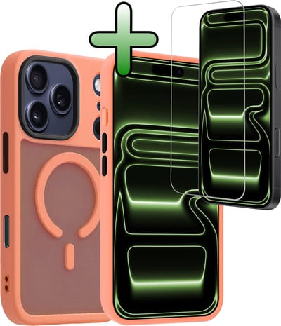 Hoesje Met Screenprotector - Geschikt voor Apple iPhone 17 Pro - Magsafe Compatible - Sterk & Shockproof - Back Cover - Shock Proof Case - Telefoon Hoes - Perzik