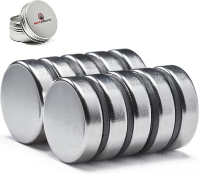 Brute Strength - Super sterke magneten - Rond - 20 x 5 mm - 10 Stuks - Geschikt voor radiatorfolie - Neodymium magneet sterk - Magneten koelkast - Whiteboard magneten - Kleine magneetjes - Mini magneetjes - Platte magneet - Koelkast magneten