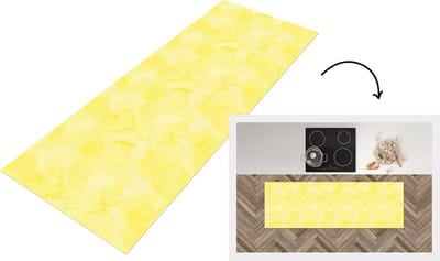 Keukenloper - Loper keuken - Patronen - Waterverf - Geel - Marmer - 150x50 cm - Keukenloper vinyl