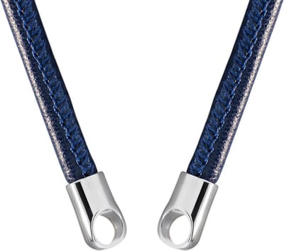 Quiges Leren Ketting Blauw zonder Sluiting Clipring voor Hangers - RVS - Dames - 90cm - EPK091