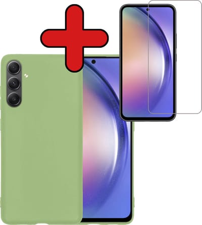 Hoesje - Met Screenprotector - Geschikt voor Samsung Galaxy A54 - Sterk & Shockproof - Telefoon Hoes - Back Cover - Siliconen Case - Telefoonhoes - Groen