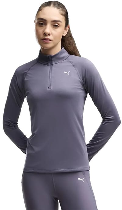 Puma Velocity Cloudspun Sweatshirt Met Halve Rits Grijs S Vrouw