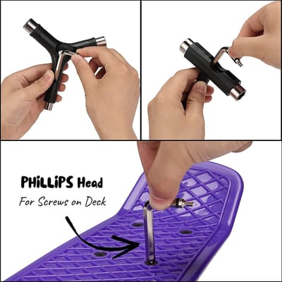 JHUBERS- Skateboard-gereedschap Y-Tool - Montage/demontage - Reparatie - Multifunctioneel - Zwart - Duurzaam materiaal - Skateboardtool