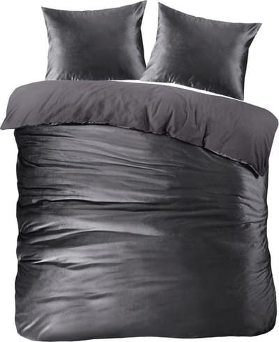 Papillon Uni Velvet Dekbedovertrek - Tweepersoons - 200x200/220 cm - Grijs