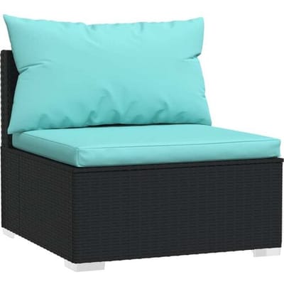 vidaXL - 6-delige - Loungeset - met - kussens - poly - rattan - zwart