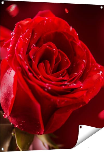 Gards Tuinposter Romantische Rode Roos - 80x100 cm - Tuindoek - Tuindecoratie - Wanddecoratie buiten - Tuinschilderij