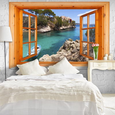 200cm X 140cm - Fotobehang - Mediterraans Landschap, premium print vliesbehang