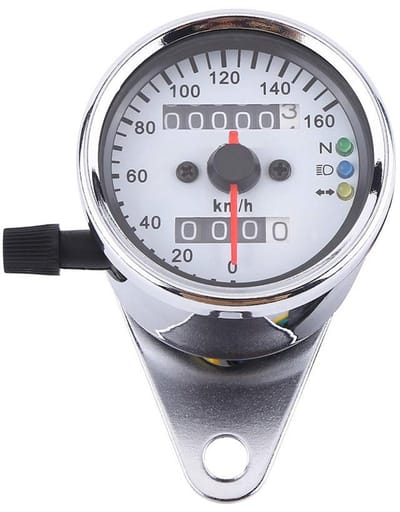 Universele Motorsnelheidsmeter met Dubbel Digitaal Display - km/u - Zilver