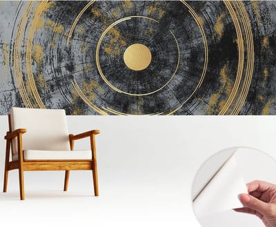 Wallfluent Zelfklevend Behang - Kosmische dynamiek Zelfklevend fotobehang - 250x104 cm - Zwart Zelfklevend Behang - Herpositioneerbaar - Voor de woonkamer, voor het kantoor, voor de hal Zelfklevend Behang