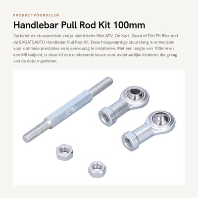 Dailygoods - Handlebar Pull Rod Kit - 100mm M8 - Voor Mini ATV en Go Kart - Sterke en duurzame constructie - Geschikt voor Quad en Dirt Pit Bike - Inc...