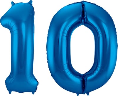 Ballon Cijfer 10 Jaar Blauw Helium Ballonnen Verjaardag Versiering Cijfer Ballon Feest Versiering Met Rietje - 86Cm