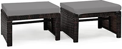 Weerbestendige Ottomaanse Voetenbank Set van 2 met Comfortabel Kussen - Perfect voor Tuin en Terras