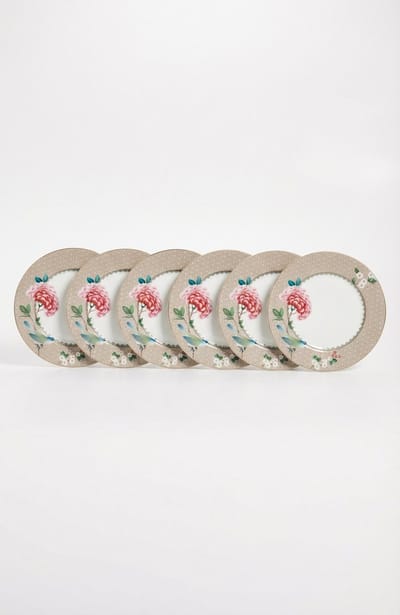 Pip Studio Blushing Birds Borden - Ontbijtborden - Bordenset - Servies set van 6 - 21cm