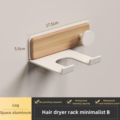 Walnoot Hout Föhn Houder voor Dyson/Laifen Geen Boren Badkamer Plank met Eenvoudige Installatie, Opbergrek Organizer