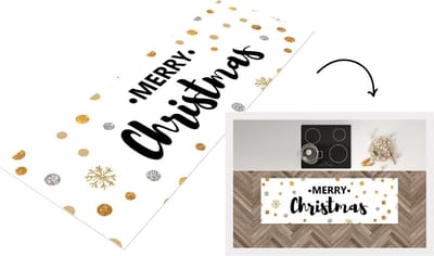 Keukenloper - Loper keuken - Kerst - Spreuken - Merry Christmas - Quotes - Goud - 150x50 cm - Keukenloper vinyl
