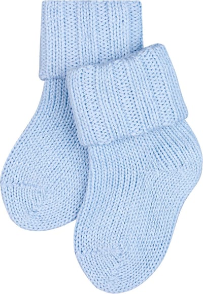 FALKE Flausch eenkleurig wol katoen sokken baby blauw - maat 80-92