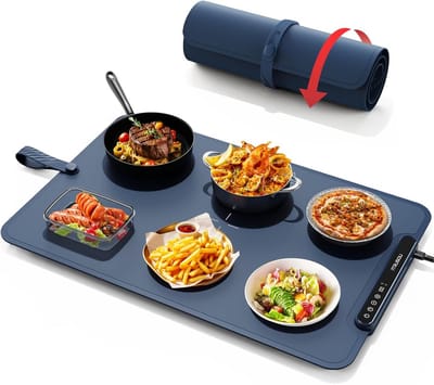 Warmhoudplaat Gerechten - Verwarmende Tray - Maaltijden Warm Houden - Instelbare Temperatuur - 61 x 40 cm - Navy Blauw