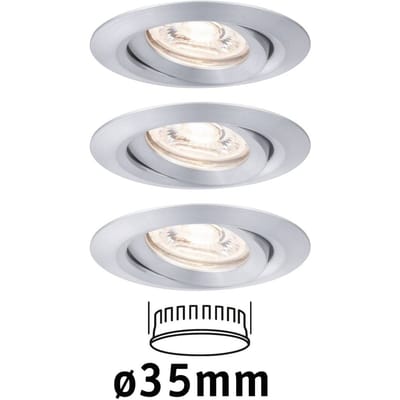 LED-inbouwlamp Nova Mini Coin Basisset zwenkbaar rond 66 mm 15° Coin 3x4W 3x310lm 230V 2700K Alu gedraaid
