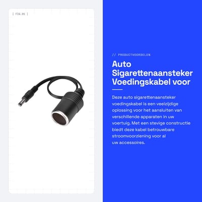 Dailygoods - Auto Sigarettenaansteker Voedingskabel voor Diverse Toepassingen