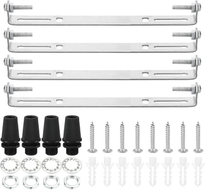 Plafondlamp Plaat - Montagebeugel Set - Hanglamp Ophangen - Set van Vier Stuks - 200mm Diameter - Zilverkleurig