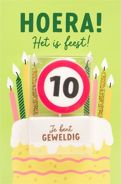 Verjaardagskaart met kaars | 10 jaar | Je bent geweldig