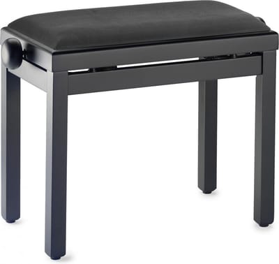 Stagg PB39 BKM VBK - Pianobank, zwart mat, zwart fluwelen zitting (geribd) - zwart (mat)