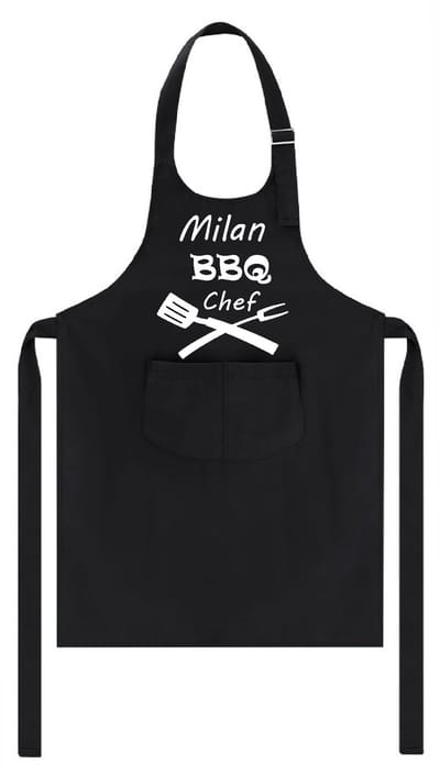 Mijncadeautje - Kinderschort met naam - zwart - BBQ Chef - met eigen naam naar keuze