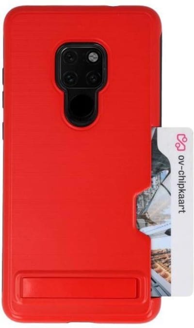 Rood Tough Armor Kaarthouder Stand Hoesje voor Huawei Mate 20