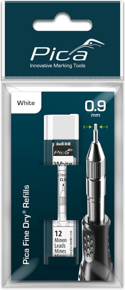 Pica Fine Dry 7031 Navulling Wit - 12 Staafjes Blister