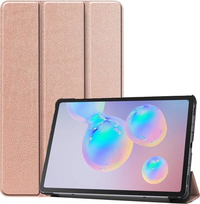 Hoes - Geschikt voor Samsung Galaxy Tab S6 Lite - Dun & Stevig - Trifold Bookcase - Hard Cover - Hardcover Book Case - Tablet Hoesje - Rosé goud
