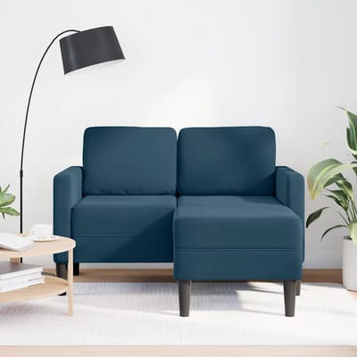 vidaXL - 2-zitsbank - met - ligstoel - L-vormig - 125 - cm - fluweel - blauw