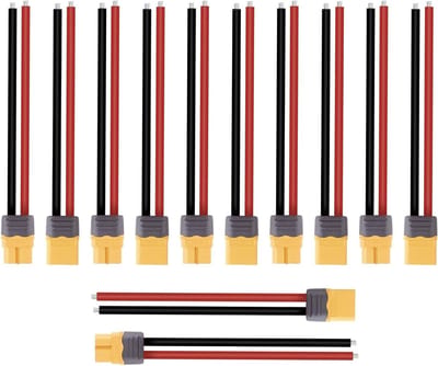XT60 Male en Female Connector Adapter Kabel 10cm 14AWG voor RC Lipo Batterij en FPV Racing Drone - 6 Paar Verbindingen